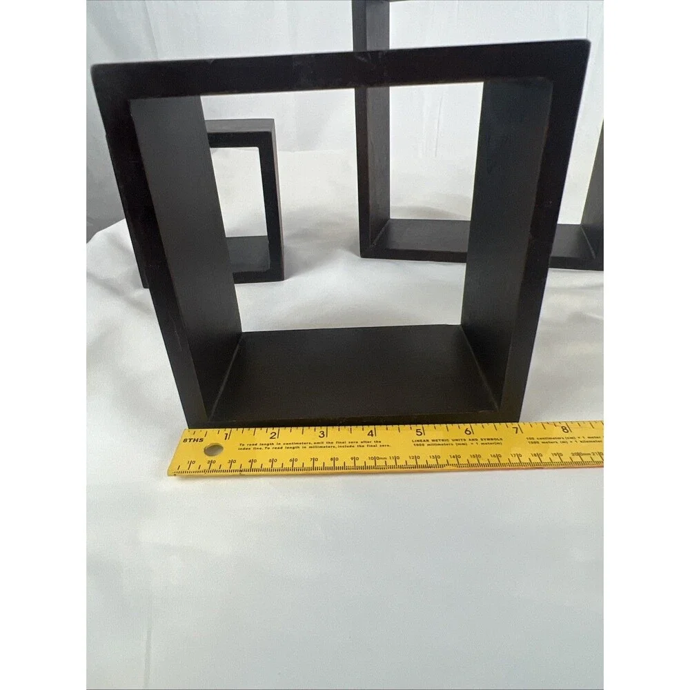 Set of 3 Black Floating Box Wall Shelves Shadow Cube Display Shelves Decor